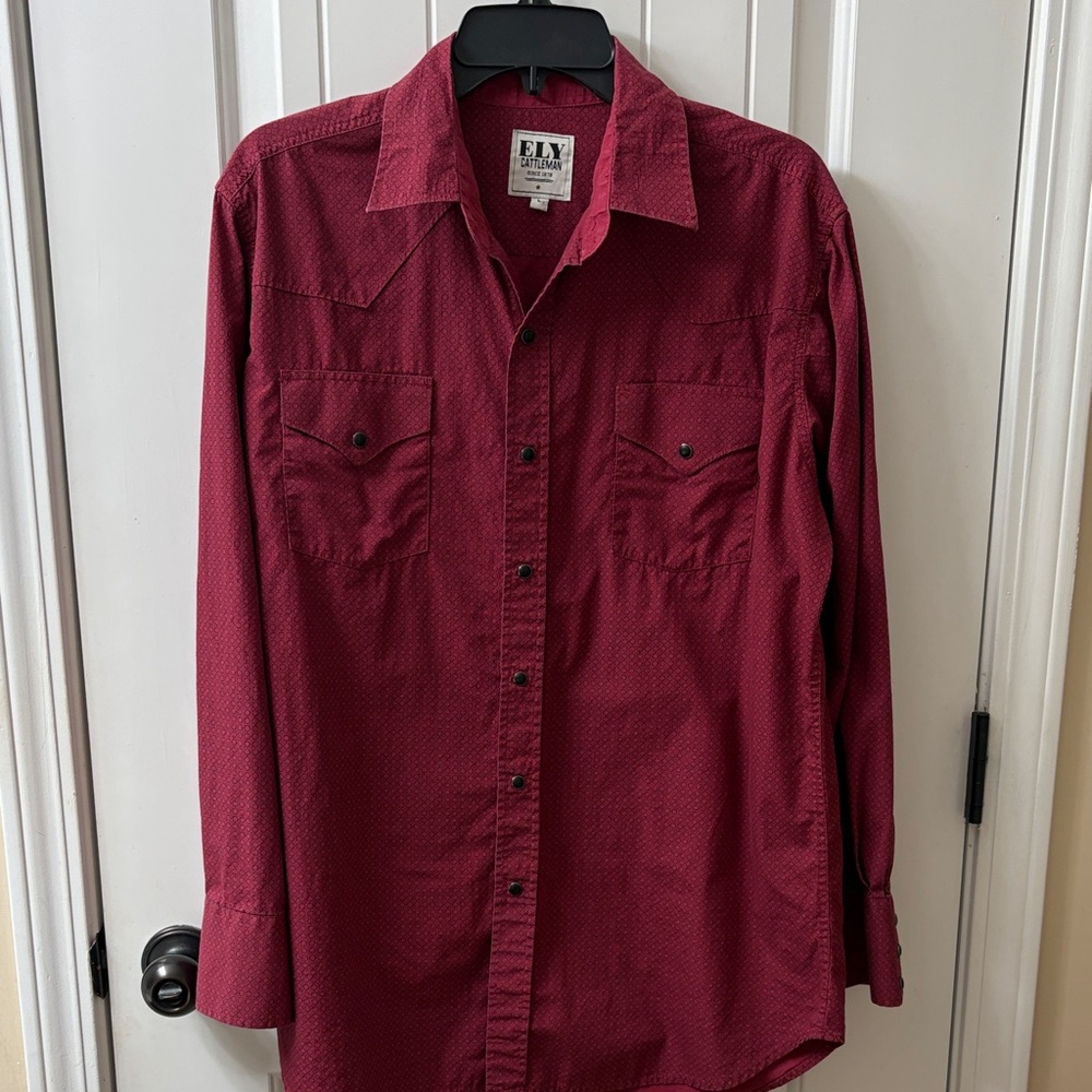 Ely Cattleman Men's Snap Pearlized Button Down Shirt - Vintage - Size L